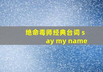 绝命毒师经典台词 say my name